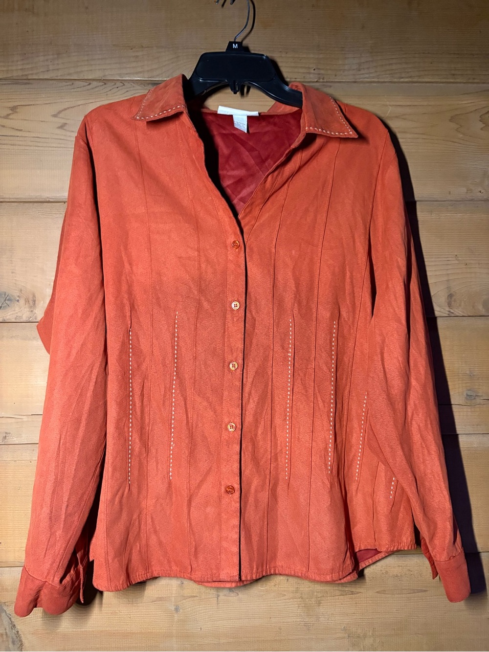 Vintage Dress Barn 90s Burnt Orange Suede Button Up Lightweight Jacket